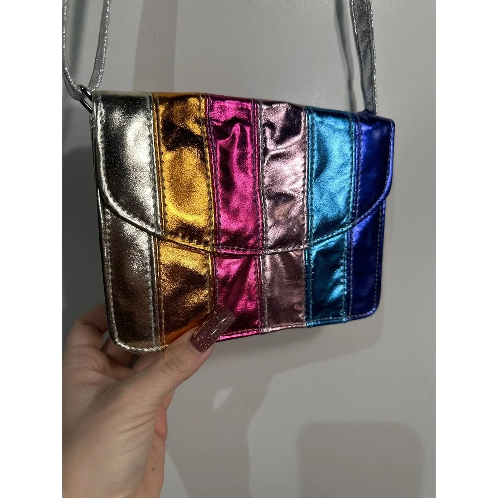 girls purse‎ cross body shiny adjustable strap colorful